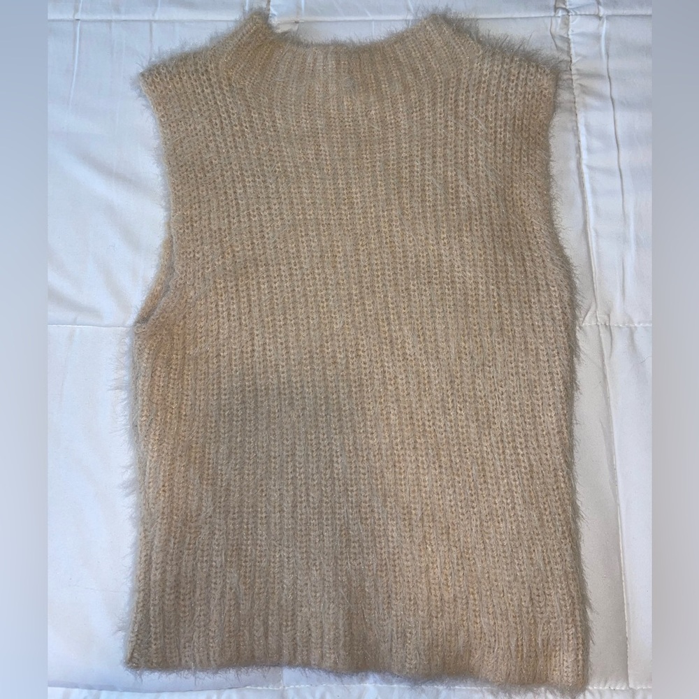 Zara Tan Fuzzy Knit Tank Top